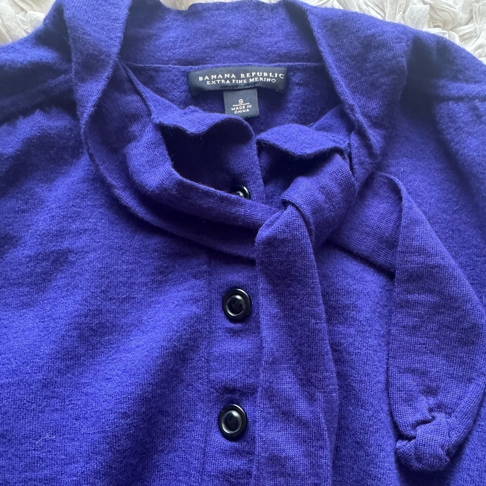 Banana Republic Extra Fine Merino Wool Blend Sweater in Royal Blue/Purple - Picture 6 of 7